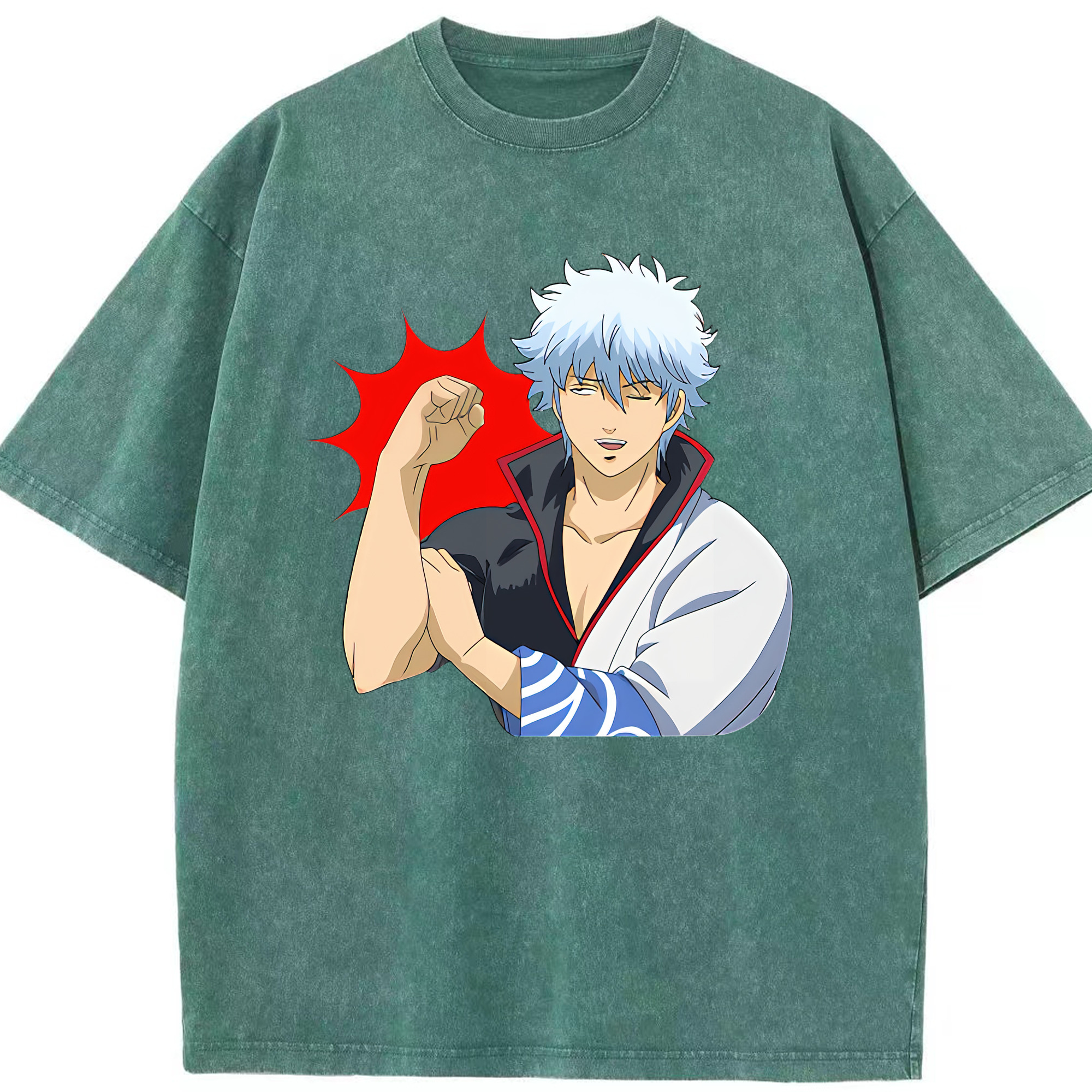 （画像用） ぎんたま 坂田銀時（さかたぎんとき） 神楽 志村新八（しむら しんぱち） GINTAMA Sakata Gintoki Kagura Shimura Shinpachi 綿100% ヴィンテージ風 半袖Tシャツ（フロントプリント）